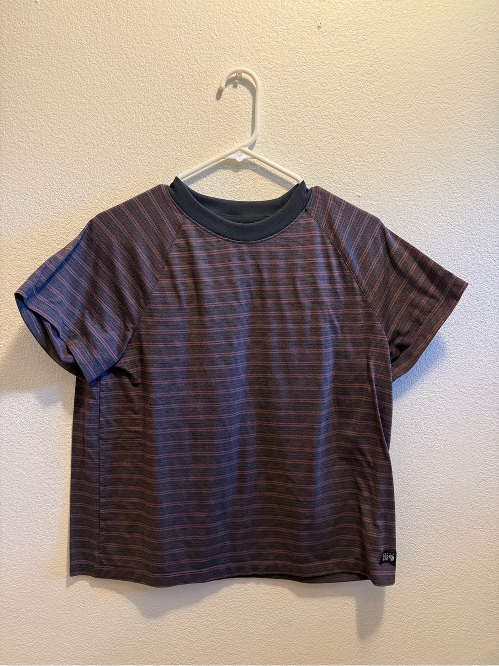 Woman’s mountain hardware Short Sleeve Striped Crew Neck Shirt red/blue